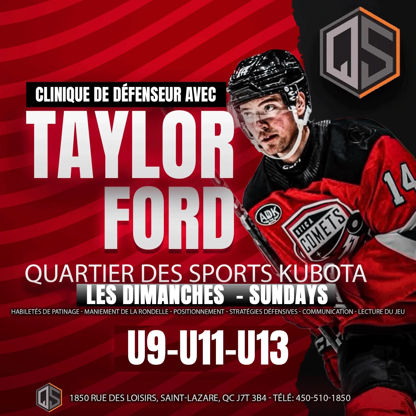 Taylor Deforge Defence clinic with Taylor Ford – Quartier des Sports Kubota